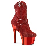 Rouge pierre strass 18 cm ADORE-1029CHRS bottines western cowboy pleaser