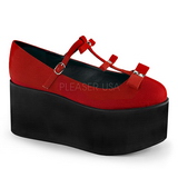 Rouge toile 8 cm CLICK-08 plateforme chaussures lolita