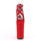 Rouge vegan suede 25,5 cm BEYOND-087FS talons très hauts - escarpins plateforme extrême