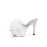 Similicuir 11,5 cm ELEGANT-401F mule  talon hauts plume blanc