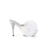 Similicuir 11,5 cm ELEGANT-401F mule  talon hauts plume blanc