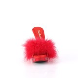 Similicuir 11,5 cm ELEGANT-401F mule  talon hauts plume rouge