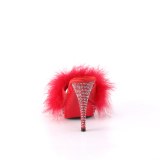 Similicuir 11,5 cm ELEGANT-401F mule  talon hauts plume rouge