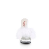 Similicuir 12,5 cm GLORY-501F-8 mule  talon hauts plume blanc