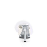 Similicuir 12,5 cm GLORY-501F-8 mule  talon hauts plume blanc