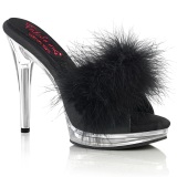 Similicuir 12,5 cm GLORY-501F-8 mule  talon hauts plume noirs