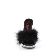 Similicuir 12,5 cm GLORY-501F-8 mule  talon hauts plume noirs