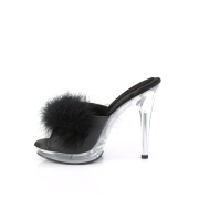 Similicuir 12,5 cm GLORY-501F-8 mule  talon hauts plume noirs