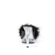 Similicuir 12,5 cm GLORY-501F-8 mule  talon hauts plume noirs
