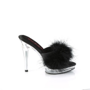 Similicuir 12,5 cm GLORY-501F-8 mule  talon hauts plume noirs