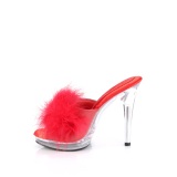 Similicuir 12,5 cm GLORY-501F-8 mule  talon hauts plume rouge