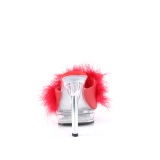 Similicuir 13,5 cm MAJESTY-501F-8 mule  talon hauts plume rouge