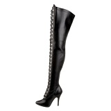 Similicuir 13 cm SEDUCE-3024 bottes cuissardes  lacets noirs