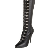 Similicuir 13 cm SEDUCE-3024 bottes cuissardes  lacets noirs