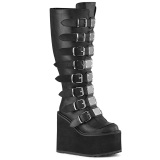 Similicuir 14 cm demonia bottes mollets larges et cuisses rondes lastiques