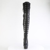 Similicuir 15 cm DELIGHT-3022 bottes cuissardes  lacets noirs