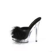 Similicuir 15 cm SULTRY-601F mule  talon hauts plume noirs