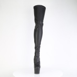 Similicuir 18 cm ADORE-3850 bottes cuissardes  lacets noirs