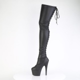 Similicuir 18 cm ADORE-3850 bottes cuissardes  lacets noirs