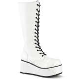 Similicuir 8,5 cm TRASHVILLE-502 Bottes punk blanc avec lacets homme