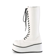 Similicuir 8,5 cm TRASHVILLE-502 Bottes punk blanc avec lacets homme