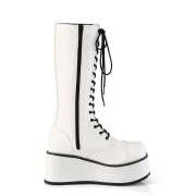 Similicuir 8,5 cm TRASHVILLE-502 Bottes punk blanc avec lacets homme