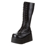 Similicuir 8,5 cm TRASHVILLE-502 Bottes punk noir avec lacets homme