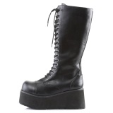 Similicuir 8,5 cm TRASHVILLE-502 Bottes punk noir avec lacets homme
