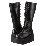 Similicuir 8,5 cm TRASHVILLE-502 Bottes punk noir avec lacets homme