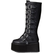 Similicuir 9 cm DAMNED-318 plateformes bottes  boucles pour femmes