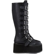 Similicuir 9 cm DAMNED-318 plateformes bottes  boucles pour femmes