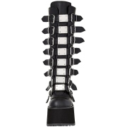 Similicuir 9 cm DAMNED-318 plateformes bottes  boucles pour femmes