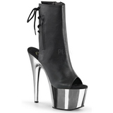 Similicuir Noir 18 cm Pleaser ADORE-1018 Chrome Plateforme Bottines