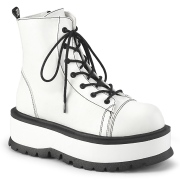Similicuir boots 5 cm SLACKER-55 bottines  lacets blanches