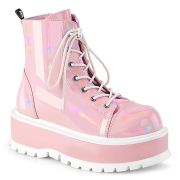 Similicuir boots 5 cm SLACKER-55 bottines  lacets rose