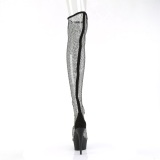 Tissu en maille strass 15 cm DELIGHT-3009 Noires bottes overknee femme