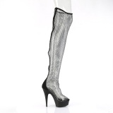 Tissu en maille strass 15 cm DELIGHT-3009 Noires bottes overknee femme