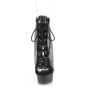 Tissu en maille strass 15 cm DELIGHT bottines plateforme  lacets en noir