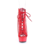 Tissu en maille strass 15 cm DELIGHT bottines plateforme  lacets en rouge