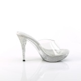 Transparent 11,5 cm ELEGANT-401 Pierre strass plateforme mules femme