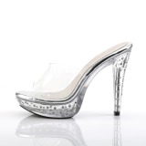 Transparent 14 cm COCKTAIL-501SDT Mules Haut Talon Glitzee