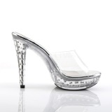 Transparent 14 cm COCKTAIL-501SDT Mules Haut Talon Glitzee