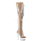 Transparent 15 cm DELIGHT-3026 bottes cuissardes  lacets