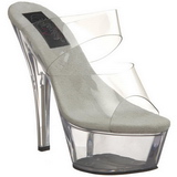 Transparent 15 cm KISS-202 Plateforme Mules Chaussures
