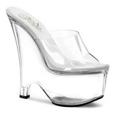 Transparent 16,5 cm Pleaser BEAU-601 Mules Talons Compenses