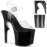 Transparent 18 cm LOVETHORN-708CRS pleaser sandales  semelles strass argent