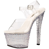 Transparent 18 cm STARDANCE-708 Strass Plateforme Talons Hauts