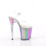 Transparent 20 cm FLAMINGO-808RG-01 hauts talons avec plateforme glitter