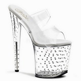 Transparent 20 cm Pleaser STARDUST-802 Strass Plateforme Mules Hautes