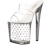 Transparent 20 cm Pleaser STARDUST-802 Strass Plateforme Mules Hautes